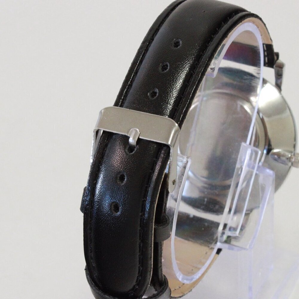 Men's Minimalist Fashion Watch Silver Case White Dial Black Strap 40mm - Picture 11 of 12